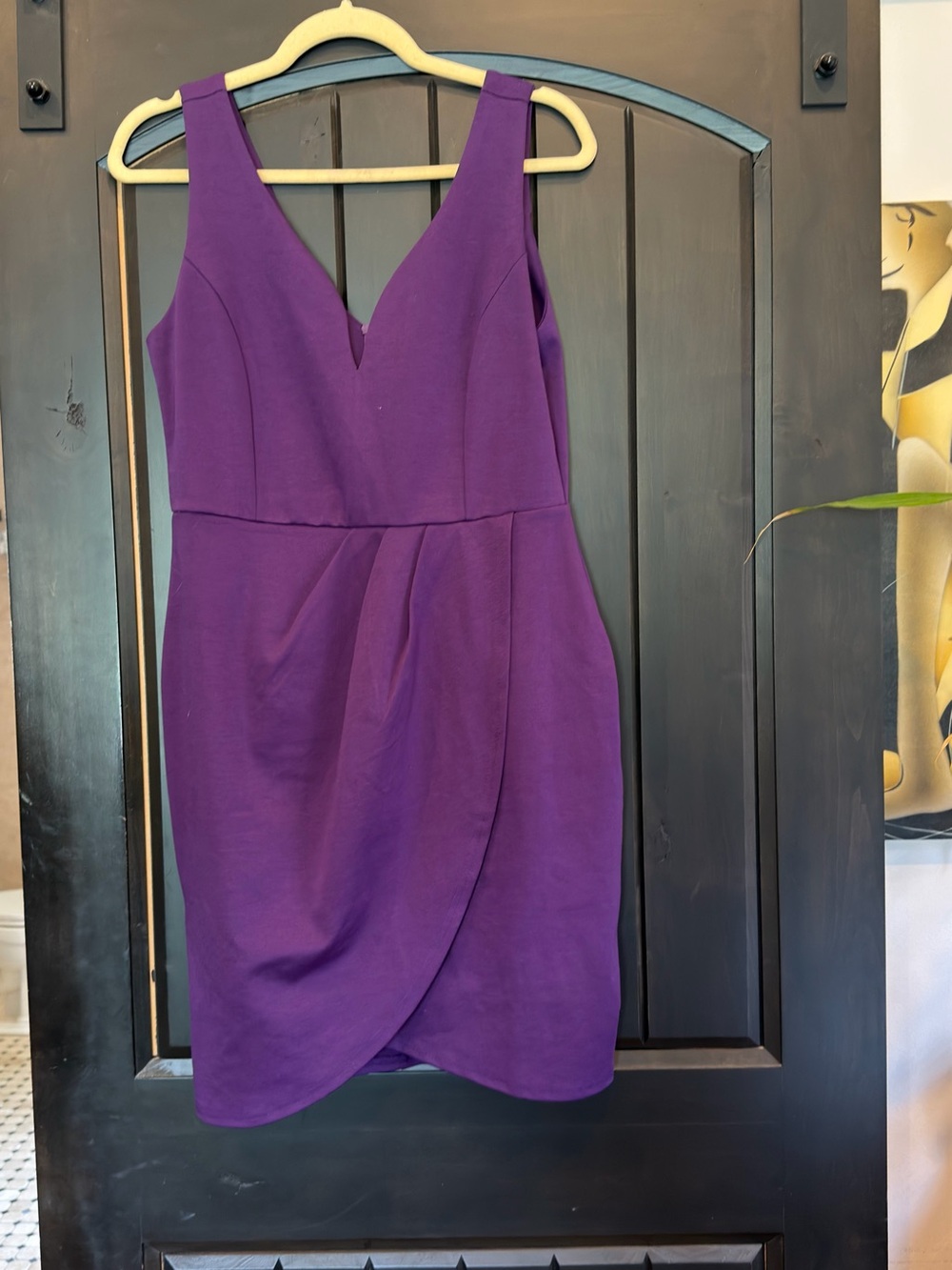 V-Neck Wrap Front Mini Dress in Purple
